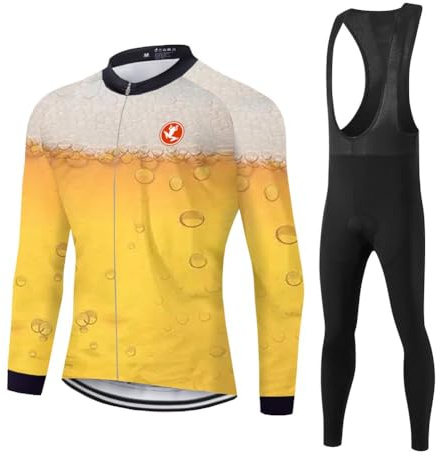 UGLY FROG Herren Fahrradbekleidung Langarm Radtrikot Set Outdoor Radsport Gemütlich Radkleidung Trikot Jersey + Lange Radlerhose im Winter
