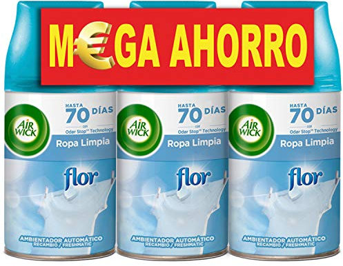 Air Wick Freshmatic Recambios de Ambientador Spray Automático, Fragrancia Flor, Pack de 3