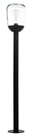 Eglo Donatori Lampada a Stelo da Esterno Vintage, Retrò, in Alluminio Nero e Vetro Trasparente, Lampada da Esterno con Attacco E27. IP44