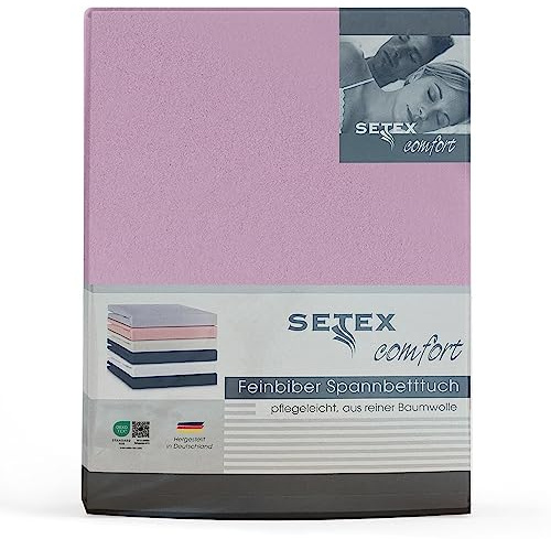 Setex - Feinbiber Bettlaken mit Gummizug kuschelig weich - Biber Spannbettlaken aus 100% Baumwolle mit rundum Spanngummi - Bettwäsche ganzjährig - Betttuch 180x200 cm Flieder