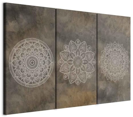 murando - Leinwandbild Ornament Abstrakt Zen, 120x80 cm, 3-teilig, modern | Hochwertige Leinwand, sofort aufhängbar, ideal fürs Wohn- oder Schlafzimmer, wasserfest und lichtecht, langlebig, stilvoll