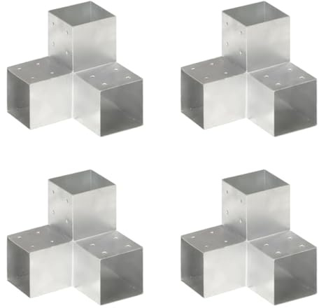 vidaXL 4x Pfostenverbinder Y-Form 3 Hülsen Balkenschuh Holzverbinder Eckverbinder Pfostenecke Balken Verbinder Feuerverzinkt Verzinktes Metall 101x101mm