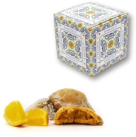 RAREZZE - Sablés farcis à l'orange sicilienne strictement faits à la main, dans un jolie boîte à biscuits décorée (kg.1). Emballés individuellement ! RAREZZE: ancienne pâtisserie artisanale