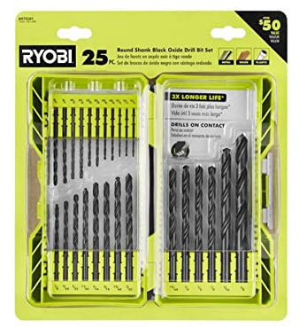 RYOBI Black Oxide Round Shank Drill Bit Set (25-Piece)