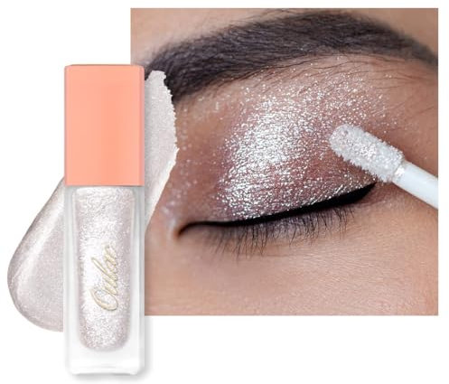Oulac Liquid Glitter Eyeshadow - Metallic Icy White Eyeshadow with Fine Sparkle & Glow, Blendable Sparkly Eye Make-up, Crease Resistant, Vegan, 6.8g, Frosted Ice (27)
