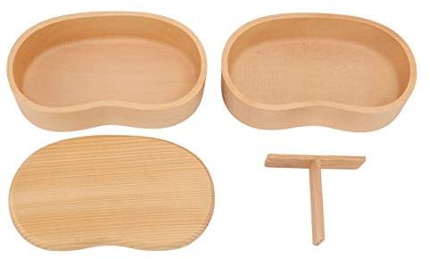 Bento Lunch Box Bento Box Wood Lunch Box Double Deck Wood Japanese Lunch Containers with Removable Partition for Students Office Workers Salad, Snack, or Sandwich Containers