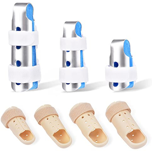 Sopito Finger Splint, 7PCS Finger Support Brace Stabilizer for Broken Straightening Arthritis Knuckle Immobilization, Blue