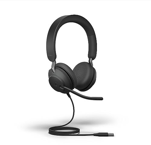 Jabra Evolve2 40 SE Wired Stereo Noise-Cancelling Headset - Features 3-Microphone Call Technology and USB-A Cable - MS Teams Certified, Works with All Other Platforms - Black