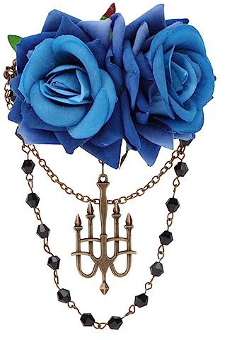 GALPADA Gothic Quastenbrosche Mit Künstlicher Blume Stilvolle Vintage Rosen Haarspange Für Tanzpartys Und Hochzeiten Einzigartiges Accessoire Für Frauen Dunkelblau