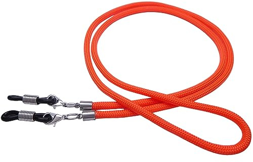 Hawhy Handgemachtes Brillenband aus Paracord für Lesebrillen und Sonnenbrillen, Neon Orange - Inkl. 4 Ersatz Brillenschlaufen