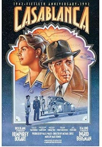 Poster Casablanca Vintage Filmplakat Wandkunst Bilder Poster Und Drucke Filmstills Leinwand Malerei Kunst Wand Home Decor 50X70Cm Kein Rahmen