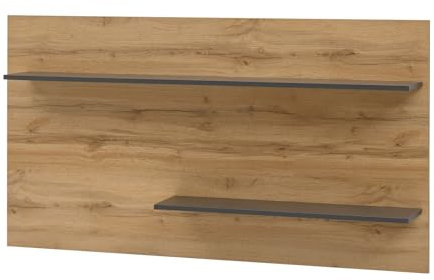 Furn.Design Wandregal Wandpaneel in Eiche Wotan Holz und grau matt Büroregal für Homeoffice und Büro Wandboard modern Hängeregal zum Aufhängen 155 x 88 cm Center (Regal 2)