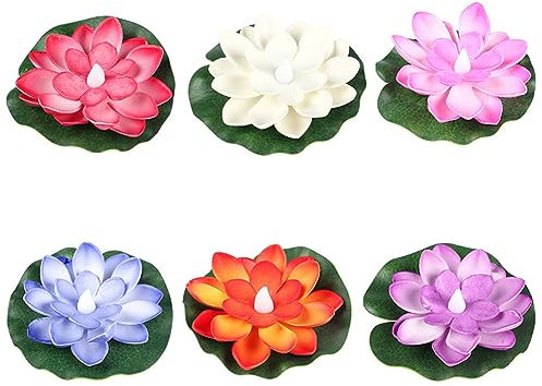 Cymwer LED lebensechte schwimmende Lampe, batteriebetrieben, Seerosenblatt, Blumenkerze, wasserdicht, dekorative Flusslaterne, elektronischer Segen, Seerose, Kerzenlicht, Hochzeit, Festival,