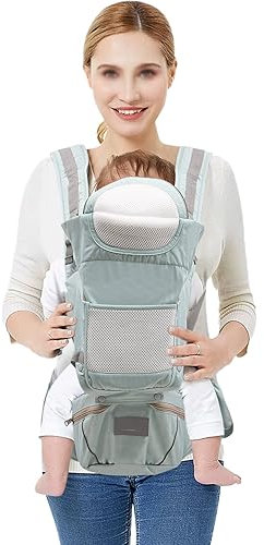 6-in-1 Babytrage für Neugeborene ab Geburt, Ergonomische Babytrage, Hüftsitz Baby, Atmungsaktive und Weicher, für Babys und Kinder von