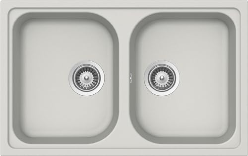SCHOCK | Fregadero de cocina Lithos 2 senos Small, material Cristalite®, New Alumina, 790 x 500 mm