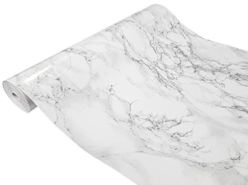 DecoMeister Pellicola Adesiva per Mobili 45x100 cm - Carta Adesiva Effetto Pietra per Rivestimento Mobili Cucina e Tavoli - Pellicola Decorativa Lavabile e Impermeabile - Marmo Grigio