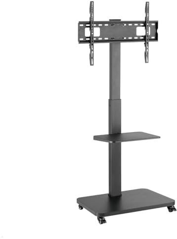 MonLines MBS011B TV Ständer auf Rollen mit Ablage bis 75 Zoll, schwarz