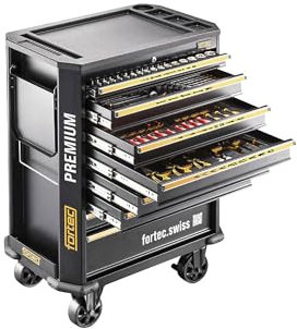 kaiserkraft | Werkstattwagen Premium fortec® | befüllt | inklusiVE 706 Werkzeugen | HxBxT 1030 x 750 x 475 MM