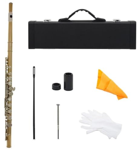 Anfänger Flöte 16 Löcher C-Tonart-Flöte Western Concert Cupronickel Red Querflöte Holzblasinstrument(Gold)
