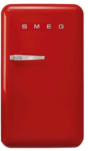 Smeg, FAB10RRD6 Réfrigérateur Table Top Vintage 1 Porte, 122L, Charnières à Droite, Froid Statique, Congélateur 17L, 1 Clayette Réglable, 1 Bac Légumes et Éclairage LED, H 97cm, Rouge