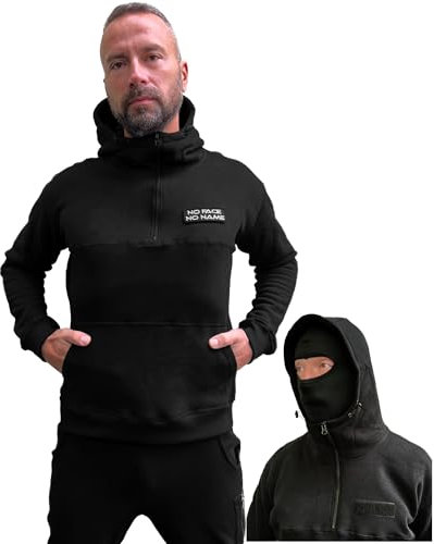 No Face No Name Herren Kapuzenjacke MASK in schwarz mit Sturmhaube (DE/NL/SE/PL, Alphanumerisch, M, Regular, Regular, Schwarz)