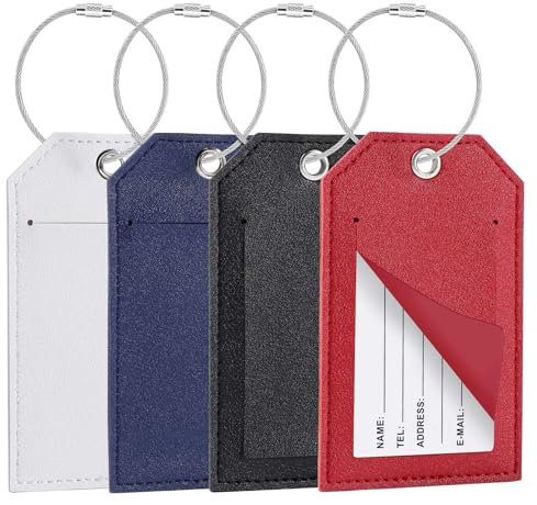 Blendura 4 etichette per bagagli in Pu, con scheda di informazioni personali, etichette per bagagli e borse da viaggio