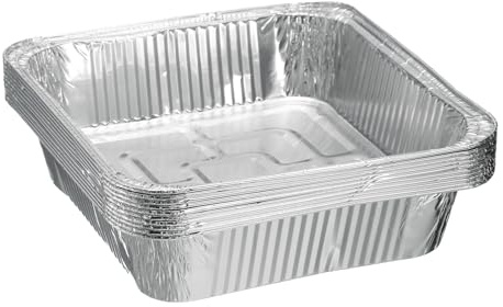 sourcing map 10 moldes cuadrados de papel de aluminio de 7.1 pulgadas, desechables, antiadherentes, para pasteles, quiches, tartas, hornear, cocinar, recalentar, fiestas, color plateado