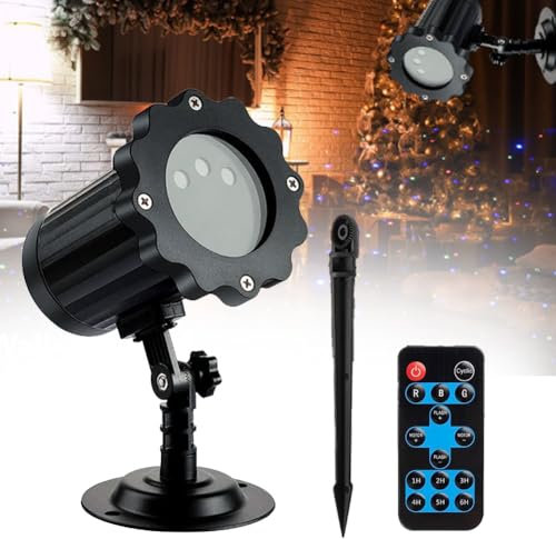 MQDLJSE Luci del proiettore di Natale per Esterni, luci dinamiche da palco per Esterni da 5 W, con Telecomando, 7 modalità Firefly, Timer remoto, IP65 Impermeabile, Decorazione Natalizia p