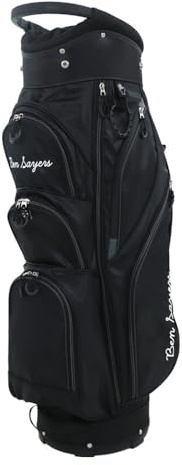 Ben Sayers DLX Deluxe - Bolsa para Carrito de Golf para Hombre, Ligera con Correa de Transporte, separadores de Palos de Longitud Completa de 14 vías y Bolsillos Resistentes al Agua (Negro/Gris)