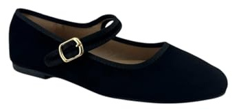 MODELISA - Zapatos Bailarinas Plana Cierre con Hebilla Estilo Casual Mujer (Negro, Sistema Tallas Calzado EU, Adulto, Mujer, Números, Mediano, 38)