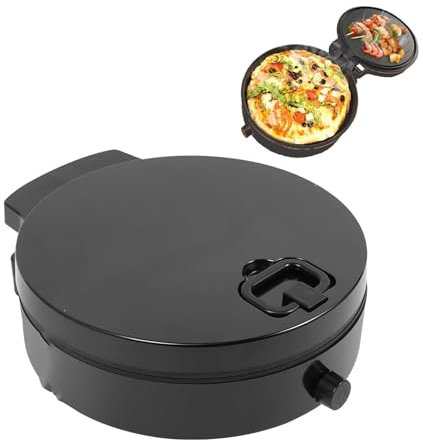 OZTYSGXM 12-inch Countertop Pizza Maker Electric Pancake Maker, Double-Sided Heating Multifunctional Pizza Oven with Adjustable Temperature, Easy to Clean for Indoor & Outdoor,Black
