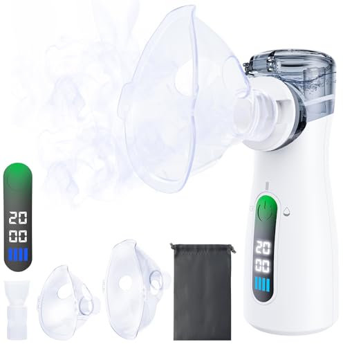 Vhipu Nebuliser Machine for Adults & Kids, Ultra-Quiet Nebuliser with Charging Function, Handheld Inhaler Easy to Use & Auto-Clean, Suit for Home & Travel