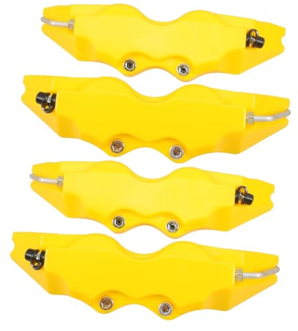 ELAYARD Copri Pinza Freno Giallo 3d Set Da 2 Pezzi Coprimozzo Ruota Anteriore e Posteriore Per Auto, Protezione Completa Adatta Veicoli Standard e Modificati, Installazione Rapida Senza Attrezzi