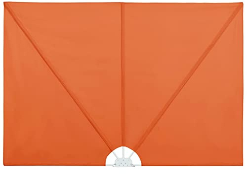 Faltbarer Terrassen-Seitenfächer, Balkonfächer Wandhalterung für Garten oder Bürofenster, Leicht zu reinigen, Terracotta-Rot 300×150cm Polyester Stahl