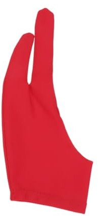 CIYODO 2 Pcs Red Two Finger Artist Gloves Breathable Spandex Sketching Gloves with Anti-Sweat Curved Design for Drawing Painting Tablet Use Smudge Protection and Friction Reduction