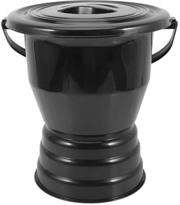 Harilla Urinoir à crachoir avec couvercle, seau de toilette d'urgence pour usage nocturne, seau de toilette de nuit, pot de chambre pour femme et homme, Noir