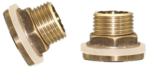 Connettore per serbatoio dell'acqua in ottone per barili di pioggia e stoccaggio dell'acqua, adattatore per tubo da 1/2 e 3/4 per irrigazione da giardino, confezione da 2