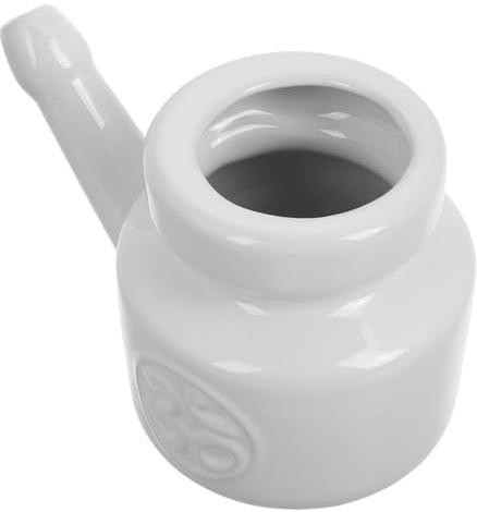 Irrigador Nasal de Cerámica 350ml para Lavado Nasal Manual | Blanco, Uso en Yoga y Cambios Estacionales, Limpieza Suave y Completa, Estilo Elegante
