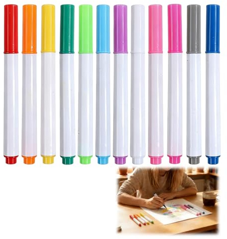 Kluz Whiteboard Stifte Set 12 Farben, Löschbare Whiteboard Marker, Nicht Permanent, Kompaktes Format 10,3 cm