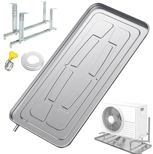 Vaschetta di Raccolta condensa per condizionatore con staffe, Kit di vaschetta di Scarico in Acciaio Inox, Include Tubo di Scarico da 300 cm per condizionatori a Finestra e Pompe di Calore s