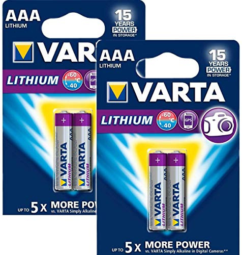 Varta Professional Lithium Batterie (1,5V, 1100mAh 2x 2 AAA-Battery)