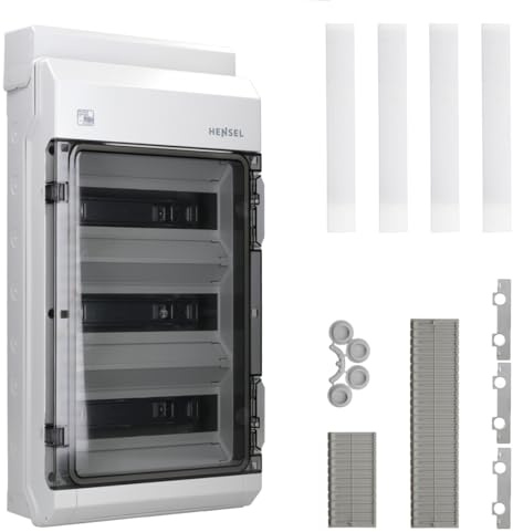 Hensel KV PC 9336 Kleinverteiler, 36 Module, IP65, Aufputz, wetterfest | Sicherungskasten für Outdoor & Feuchtraum, 3-reihig, UV- & sturmbeständig, mit FIXCONNECT & Zubehörfach