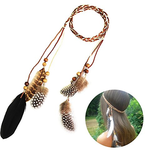 Feder Stirnband Damen Boho Haarschmuck für Karneval & Festival Bohemian Kopfschmuck für Kostüm Party & Cosplay