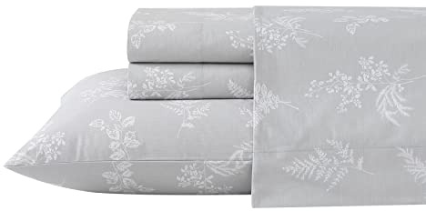 Stone Cottage - King Sheets, Cotton Percale Bedding Set, Crisp & Cool Home Decor (Foliage, King)