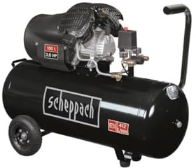 SCHEPPACH - Compresseur horizontal bi-cylindre lubrifie 100L 10 bar 3CV, 2 manometres et 2 raccords rapides - HC110DC Black Edit