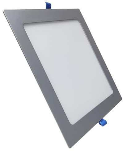 LED ATOMANT Panel LED Cuadrado Marco Plata 225mm 20W, CCT (Selector de Color Blanco Calido, Neutro y Frio), Corte 205mm, 1800 Lumenes, Driver incluido