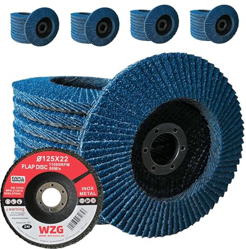 50 Stück Fächerscheiben INOX blau 125 K40 Schleifscheiben Schleifmopteller WZG
