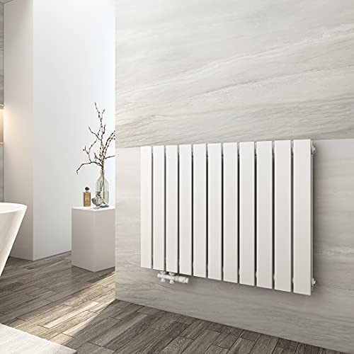 EMKE Design Heizkörper Flach, 630x850 mm Horizontal Flachheizkörper mit Seitenanschluss, Doppellagig Weiß Paneelheizkörper Wandheizkörper für Bad, Schlafzimmer & Wohnzimmer, 1106W