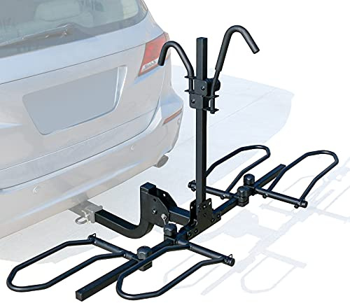 Leader Accessories 2-Bike Platform Style Hitch Mount Bike Rack, Tray Style Bicycle Carrier Racks Foldable Rack for Cars, Trucks, SUV and Minivans with 2 Hitch Receiver - Quick Hitch Pins Design