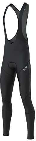 FDX Men’s Cycling Bib Tights, Italian Thermal Super Roubaix, Water Resistant Cycle Trousers, Windproof, 3D Padded, Lightweight Biking Bib Pants, Winter Cycle Bottom, Bicycle Leggings(Black-M)